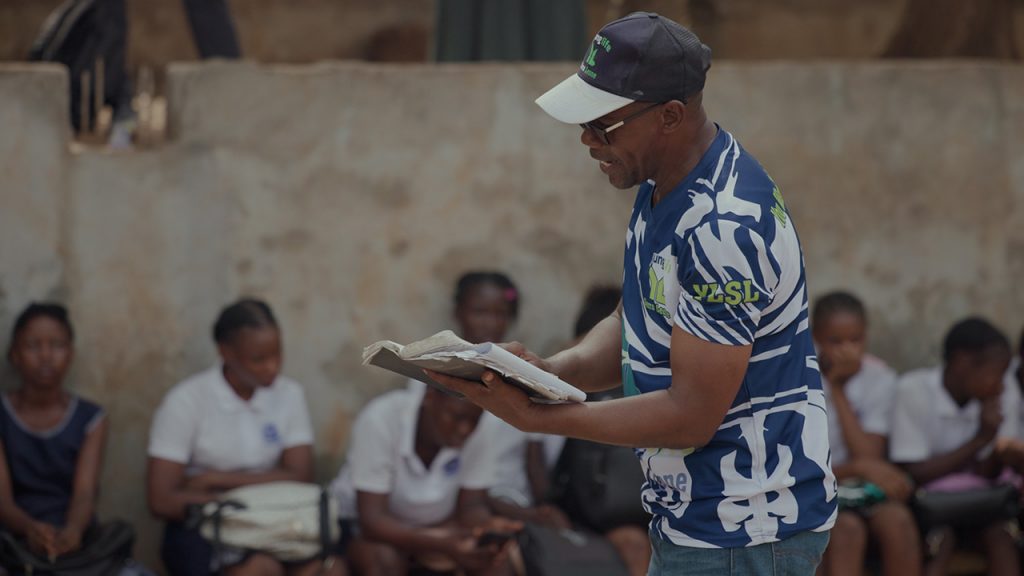 Leader teaching kids in Sierra Leone